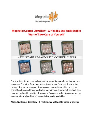 Magnetic Copper Jewellery - A Healthy and Fashionable Way to Take Care of Your Self