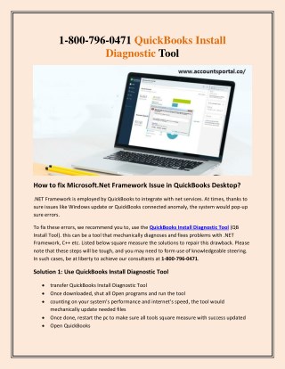 1-800-796-0471 QuickBooks Install Diagnostic Tool - Fix .net framework issue