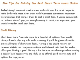 Five Tips for Getting the Best Short Term Loans Online