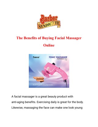 The Benefits of Buying Facial Massager Online