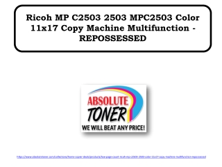 Ricoh MP C2503 2503 MPC2503 Color 11x17 Copy Machine Multifunction - REPOSSESSED