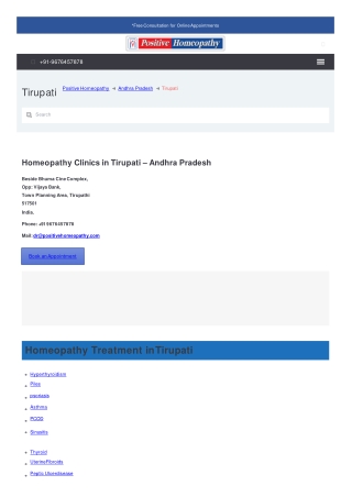 Homeopathy Clinics in Tirupati, Andhra Pradesh | Positive Homeopathy